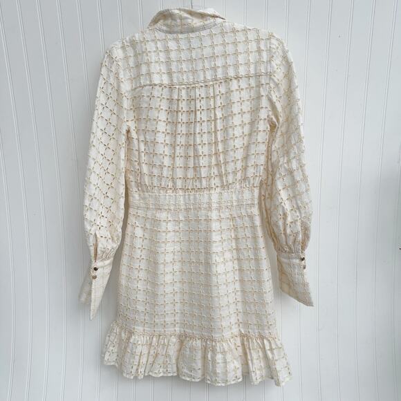 Shona Joy Penelope White Balloon Sleeve Mini Dress Cotton Women’s 4 - Picture 3 of 8